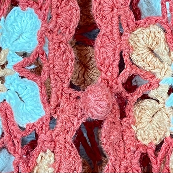 Vintage Y2K Crochet Daisy Knit Sweater Cardigan Button Medium - Picture 10 of 16